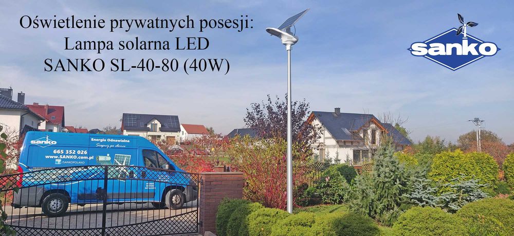 Lampa solarna uliczna Sanko SL-40-80 HYBRYDA 230V (LED 40W PV 80W)