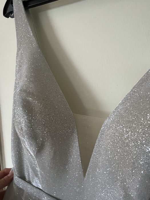 Vestido de cerimónia longo prateado