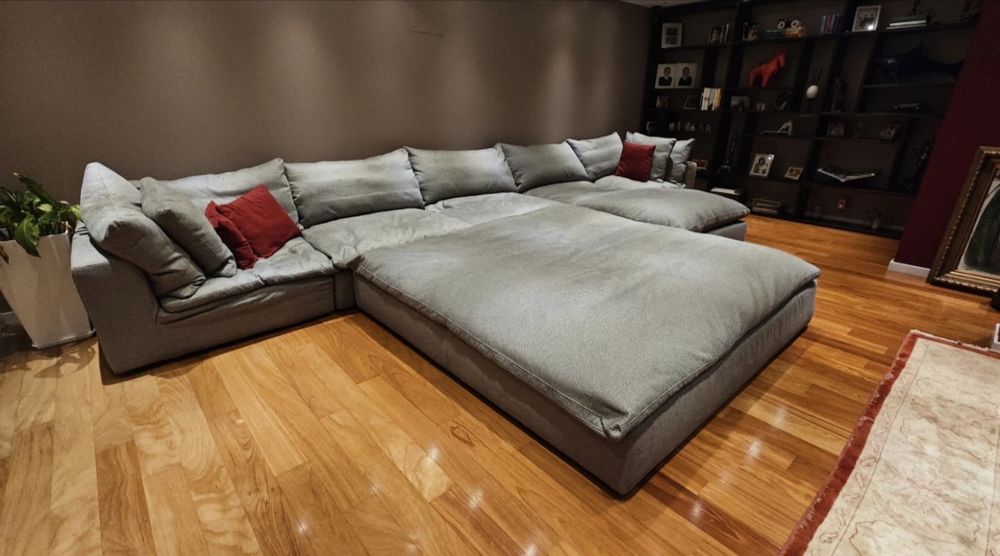 Sofá Modular XXL Estilo "Cloud Couch" (Nuvem) – Cinza