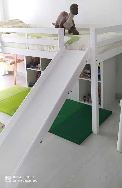 Cama Branca Infantil Mezanine com Escorrega | IMPECÁVEL