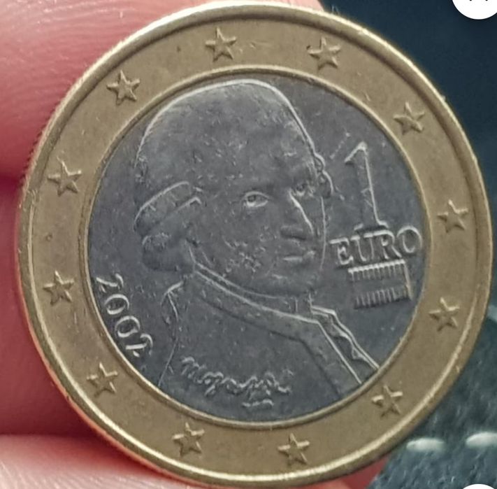 Moeda 1€ de mozart Austria 2002