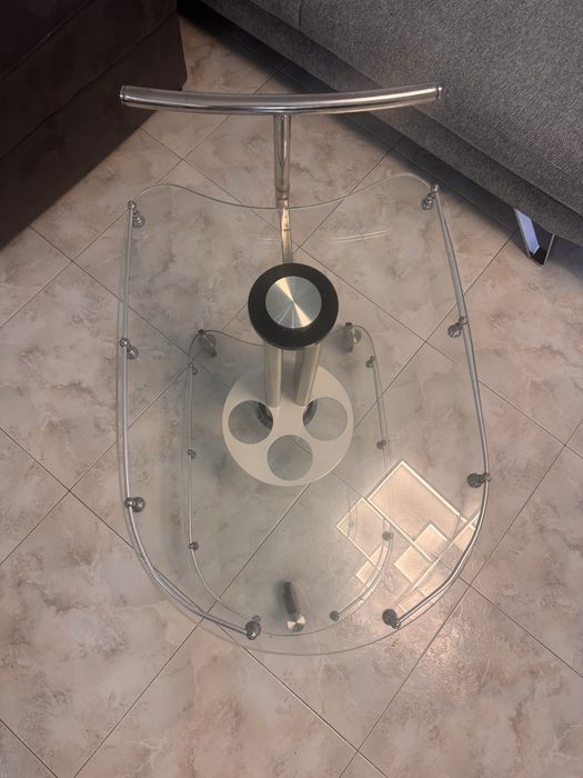 Carrinho de Bar em Vidro Temperado e Metal Cromado | Design Moderno