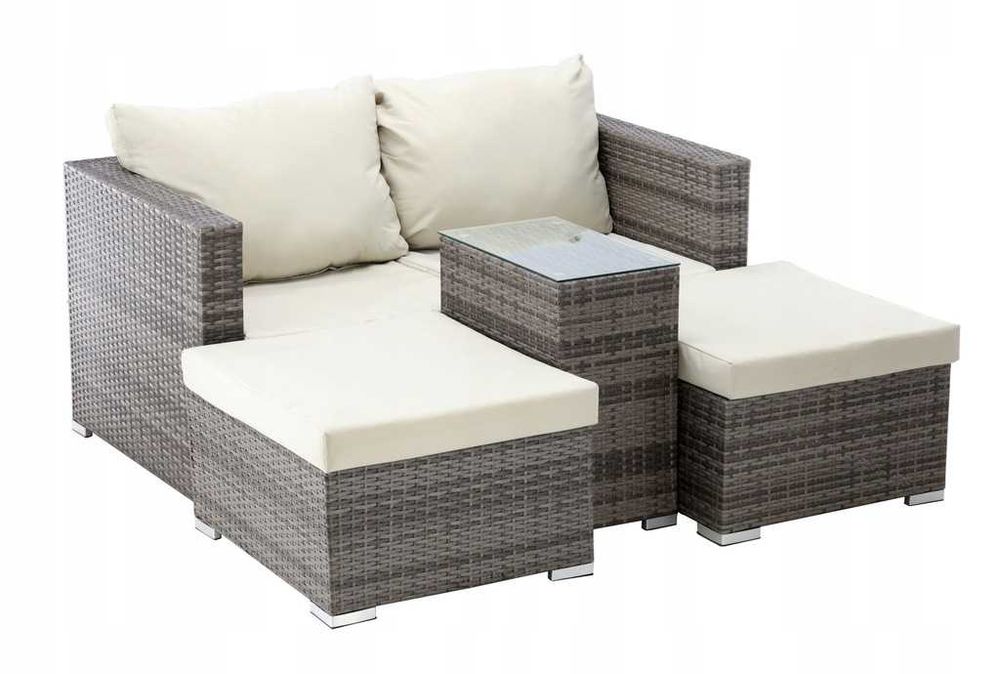 Meble ogrodowe duży zestaw sofa stolik fotele leżak NOWE
