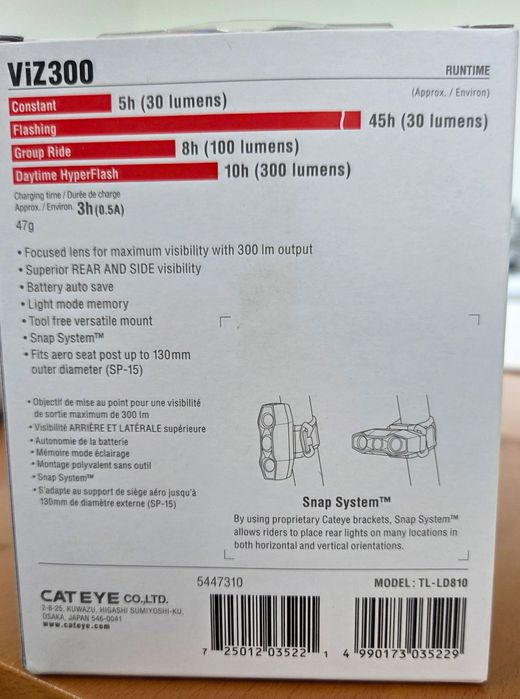 Luz Traseira Cateye VIZ150 e VIZ300