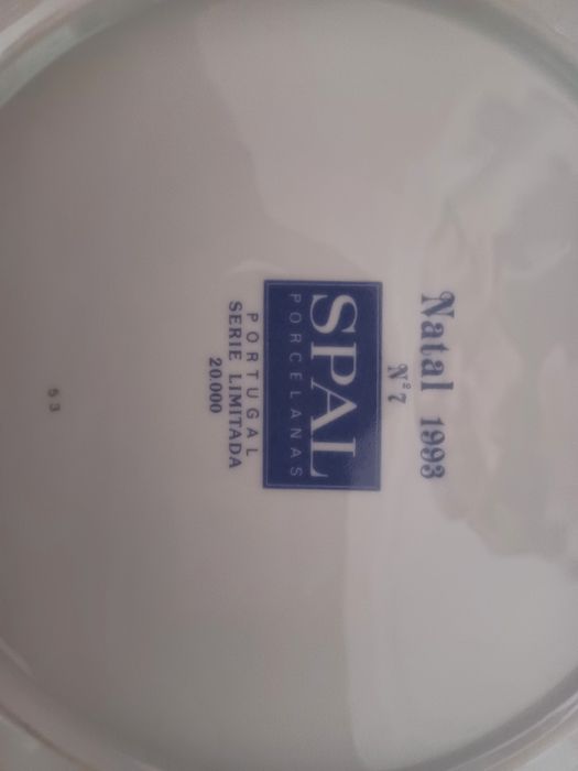 Prato de Natal n° 7 de 1993 da SPAL Porcelanas - Série limitada