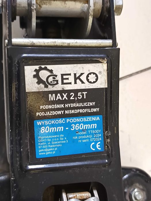 Podnośnik hydrauliczny GEKO G02032 2,5T niski profil 80-360 mm