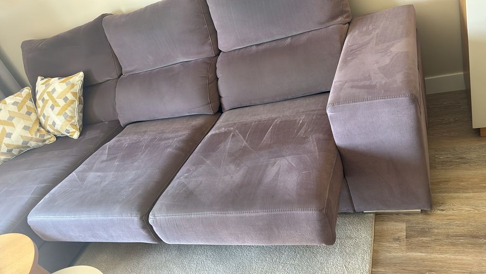 Sofá Chaise Longue Extensível com Arrumação + 2 Pufes | Excelente Estado