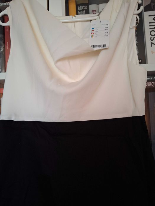 Elegancka sukienka Orsay, czarno-kremowa, nowa, z metką, 40