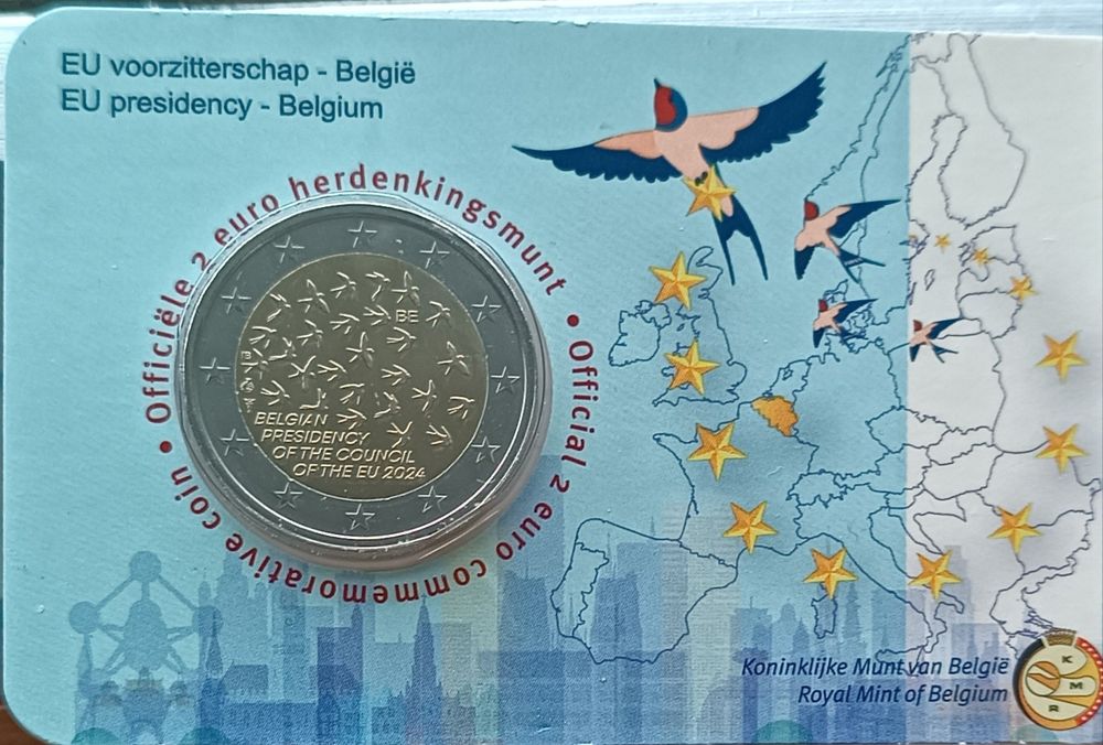 Bélgica 2024 - Moeda 2€ coincard Presidência do Conselho Europeu
