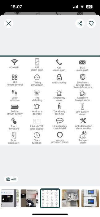 Sistema de Alarme Sem Fios - WIFI - GSM 4G C/ Câmara - APP Tuya