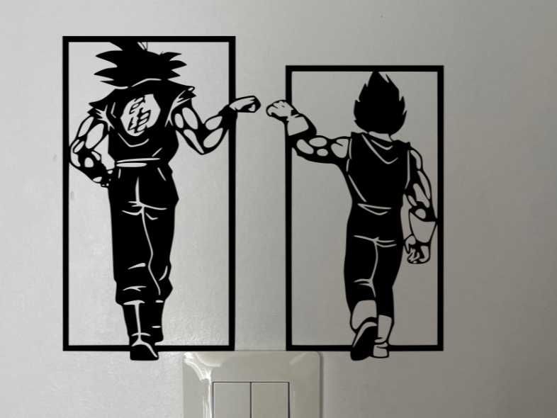 Son Goku & Vegeta – Wall Art Minimalista em Impressão 3D