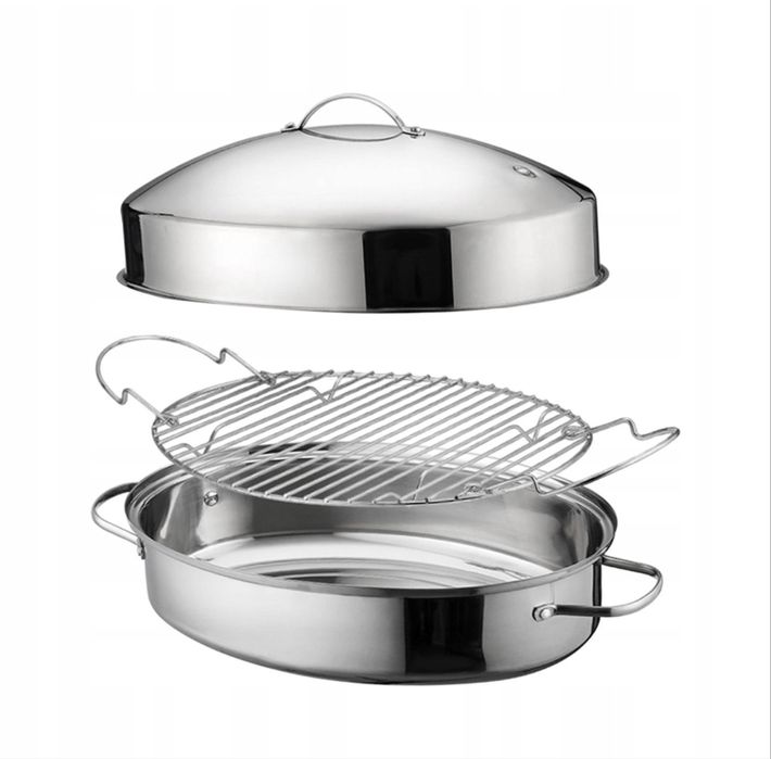 Owalna brytfanna z rusztem i pokrywa 25L