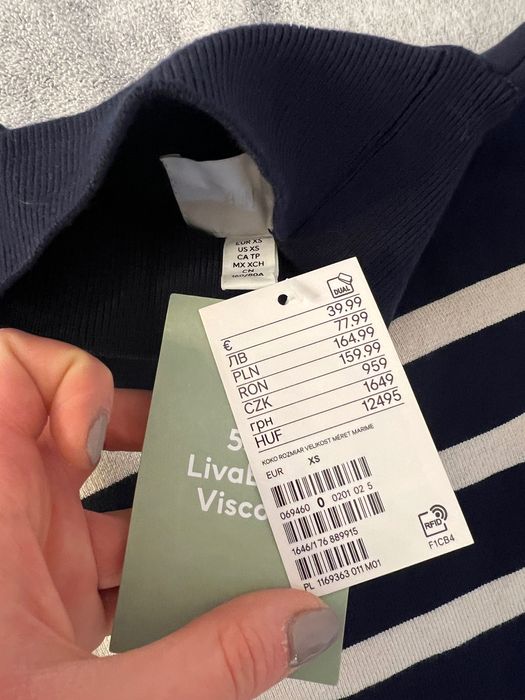 Sweter / golf w paski granatowy / kremowy nowy