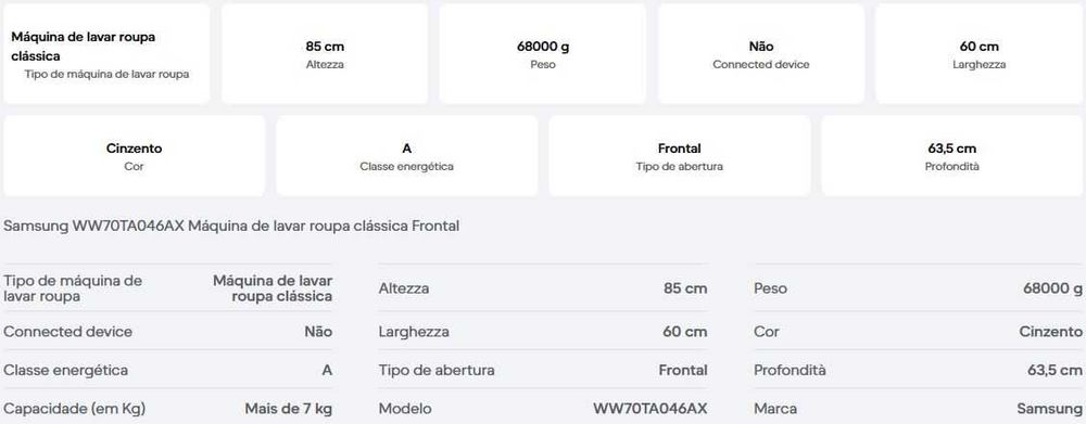 Maquina de lavar a roupa Samsung 7 Kg