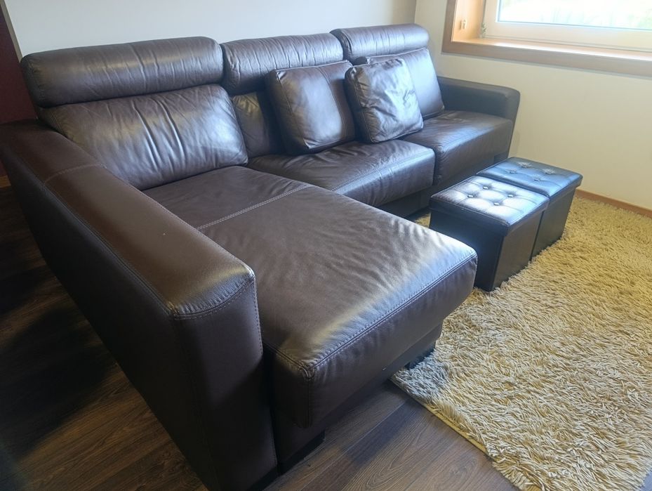 Sofá cama, pele, chaise longue