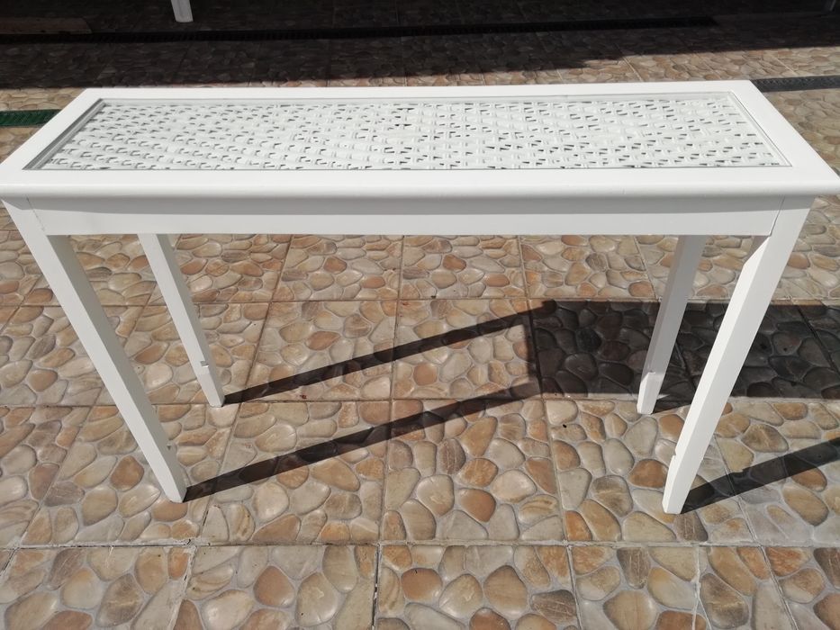 Mesa De Apoio Entrada Branca C Vidro