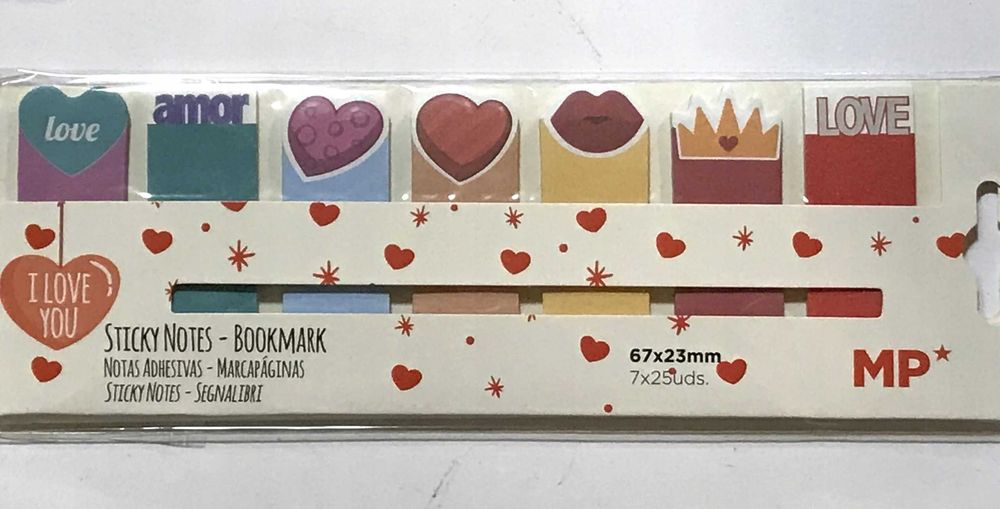 Karteczki samoprzylepne indeksujące I LOVE YOU