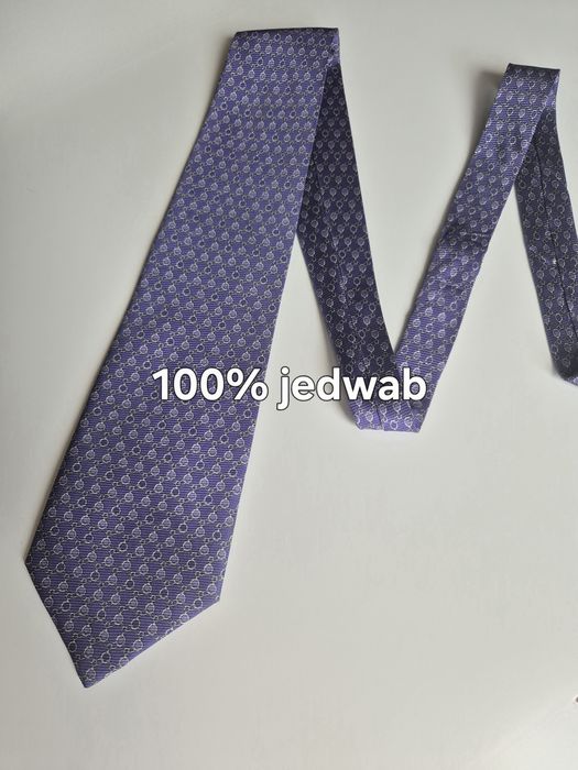 Fioletowy jedwabny krawat w ciekawy wzór