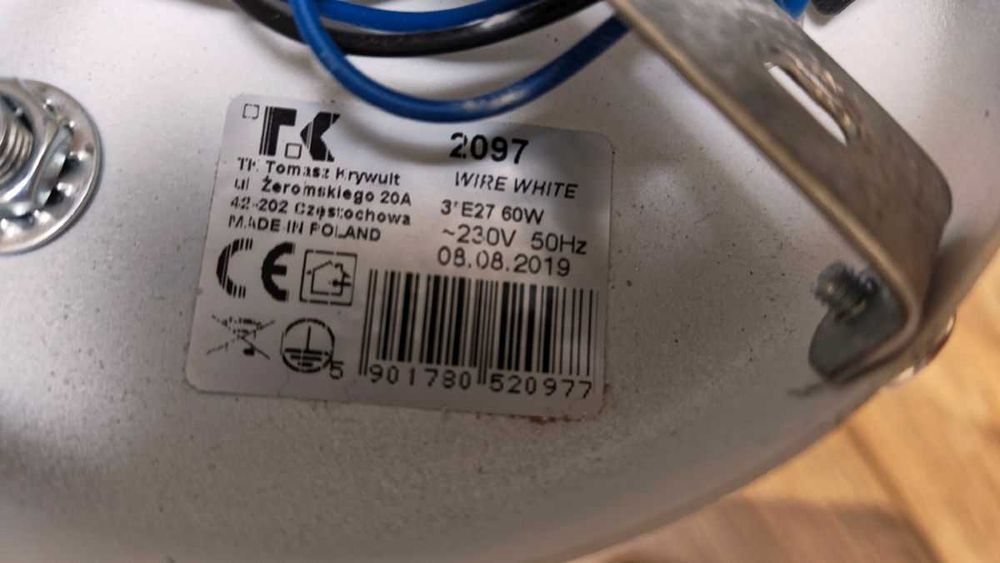 TK LIGHTING 2097 WIRE WHITE lampa sufitowa (żyrandol) dwuobwodowa