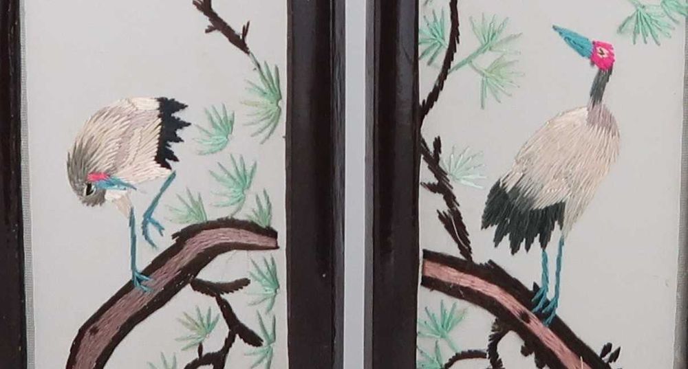 Biombo de mesa Chines - Bordados de Seda