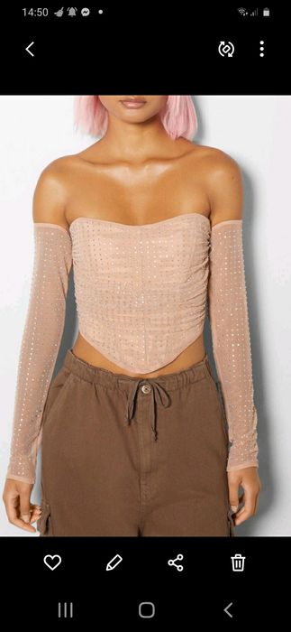 Top com mangas e brilhos  rosa Gold tamanho S Novo