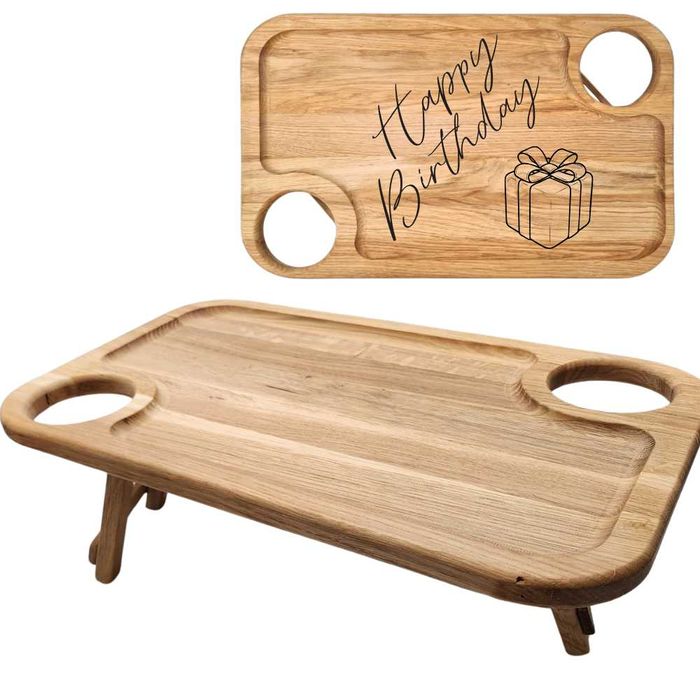 Stolik na przekąski , sery , wino Patera dębowa - grawer gratis