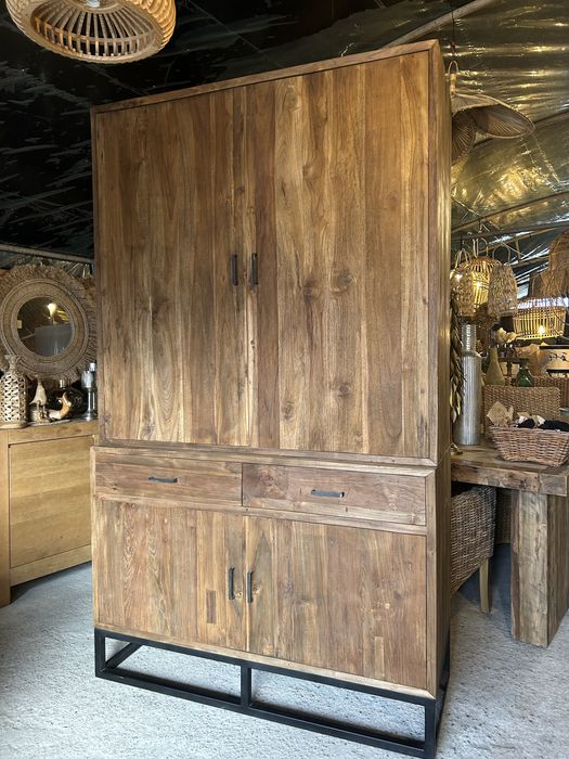 Szafa TEAK lite drewno loft rustykalna regał bufet biblioteka