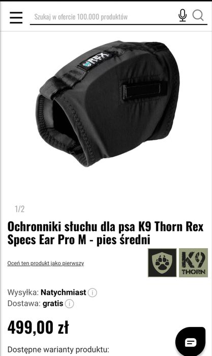 Ochronniki sluchu dla psa k9