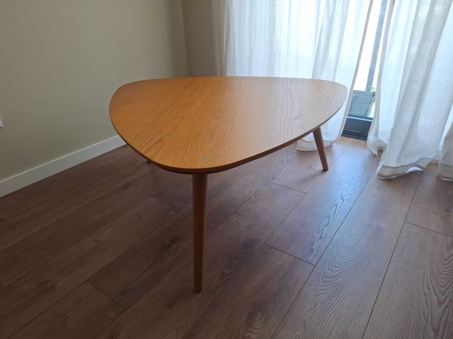 Mesa de centro vintage em carvalho e folheado de madeira