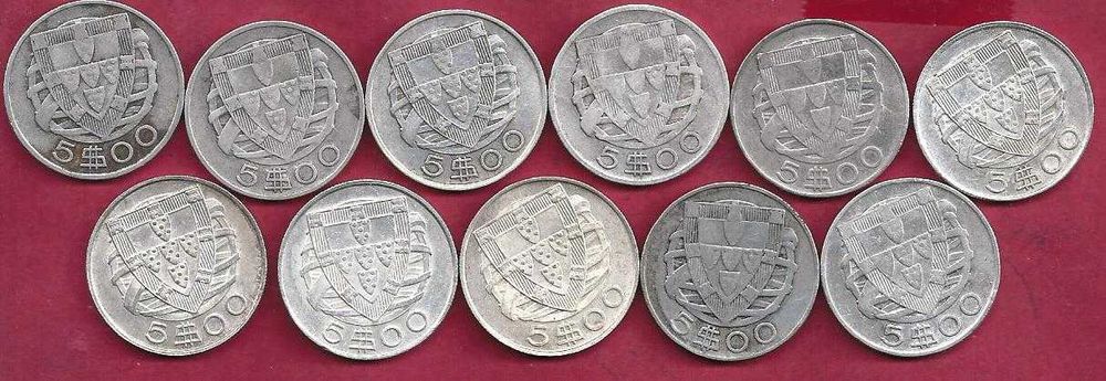 COLEÇÃO Completa 5 Escudos de Prata 11 Moedas 1932 a  1951
