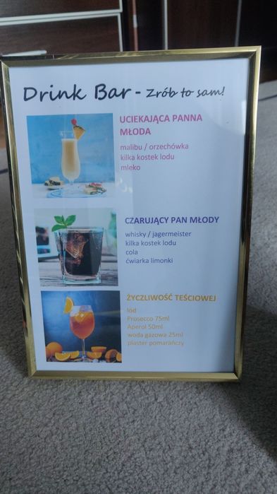 Karta drinków na wesele