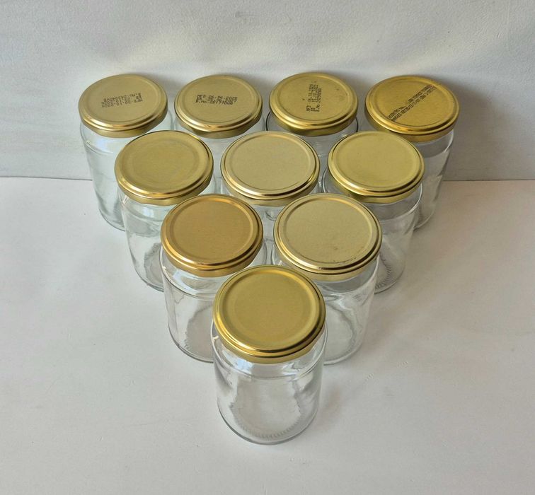 Frascos tradicionais de vidro para 300g com tampa dourada