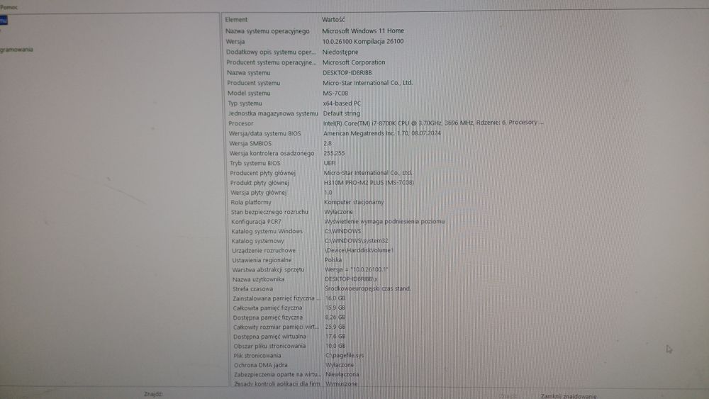 Komputer stacjonarny i7-8700k gtx1650 16gb ram ddr4