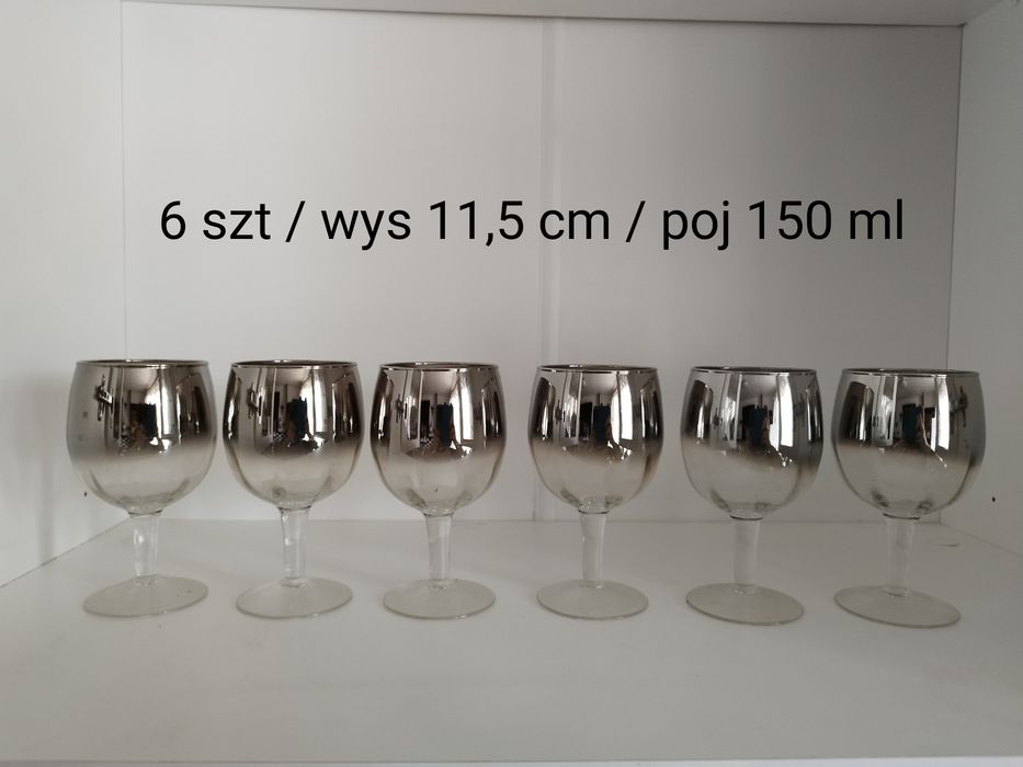 Szkło platynowe PRL / Zestaw "B" /Szklanki, kieliszki - 34 elem