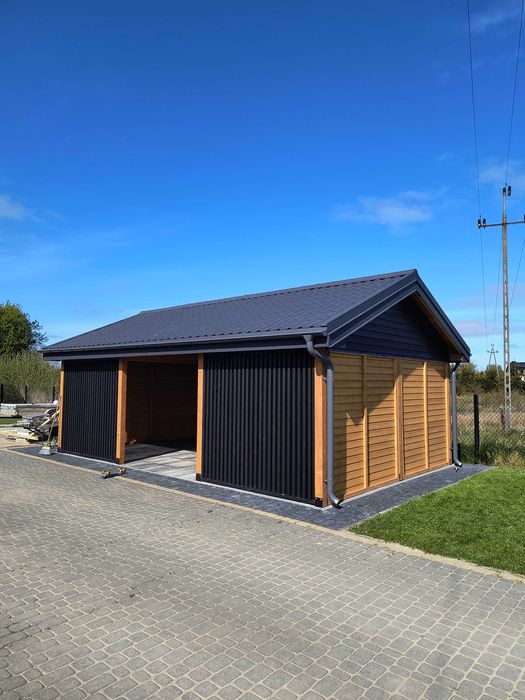 taras, wiata, zadaszenie, domki, garaż drewniany.