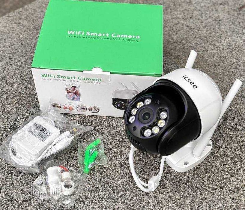 Камера відеонагляду IP WiFI 4MP поворотна для вулиці iCsee вайфай A8WB