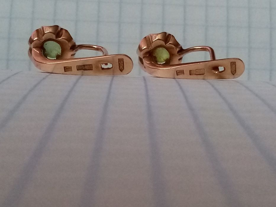 Серьги кульчики кулон подвеска  яблочный хризопраз ссср 583