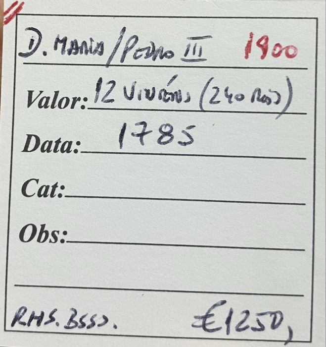 Moeda 1900 - D. Maria/Pedro III - 12 Vintens (240 Reis)1785 RARA