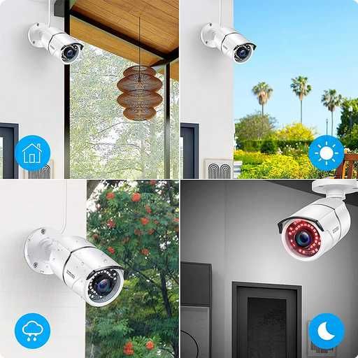 Câmara Zosi CCTV branca Kit Videovigilância + Cabo vídeo BNC Coaxial