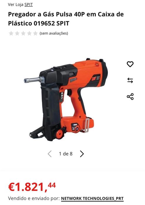 Pregador a Gás Pulsa 40P+ split com 2200 pregos de aço e 4 garrafas de gás