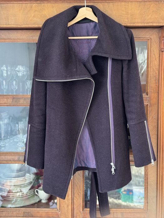 Bordowy płaszcz z wełną Dziekański 40