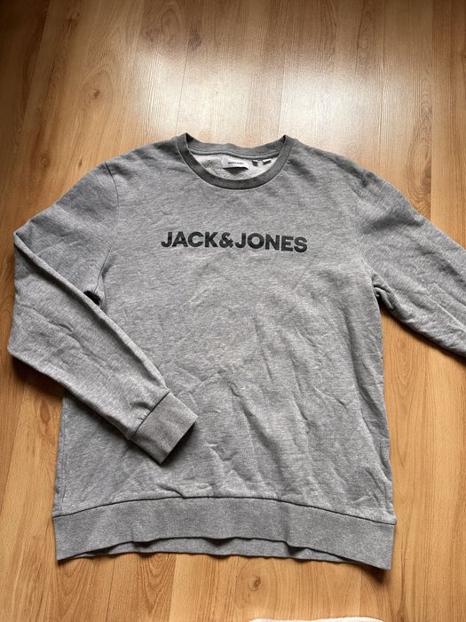 Jack&Jones bluza szara z nadrukiem bez kaptura