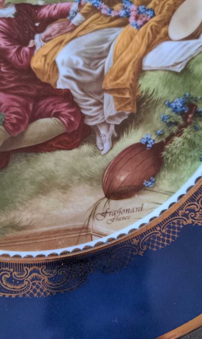 Travessa bolo inglesa e Grande Prato Limoges 29cm/Decoração Fragonard