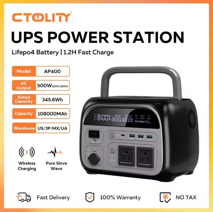 Зарядна станція CTOLITY AP400 600W, 345Вт/год, LiFePo4, Нова в коробці