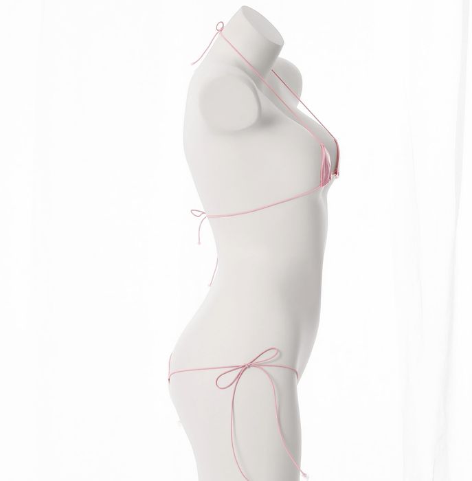 Jersey Micro Bikini na plażę imitacja skóry na gumkach jasny różowy