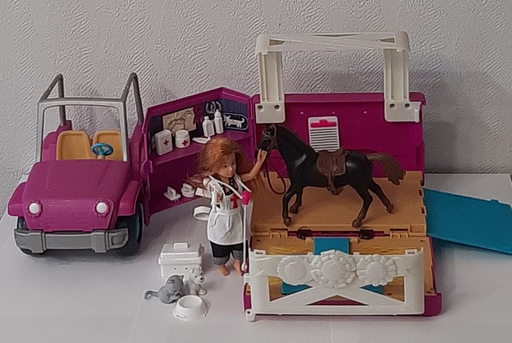 Игровой набор "Ветеринарный центр" с куклой, лошадкой и машинкой