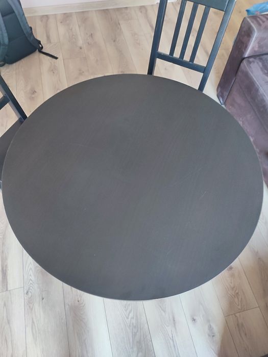 Zestaw stół okrągły czarny + 2 krzesła IKEA