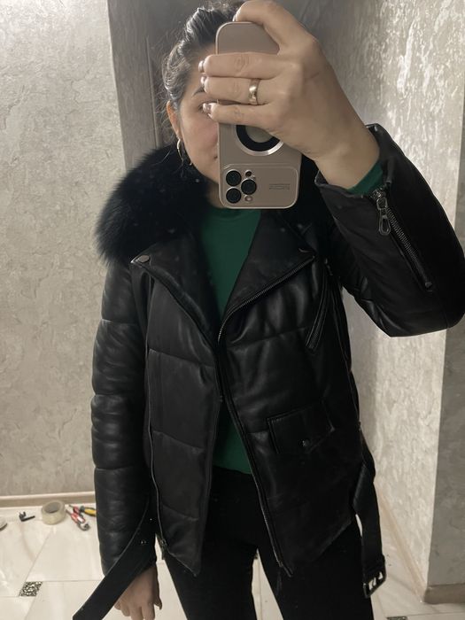 Шкіряний пуховик