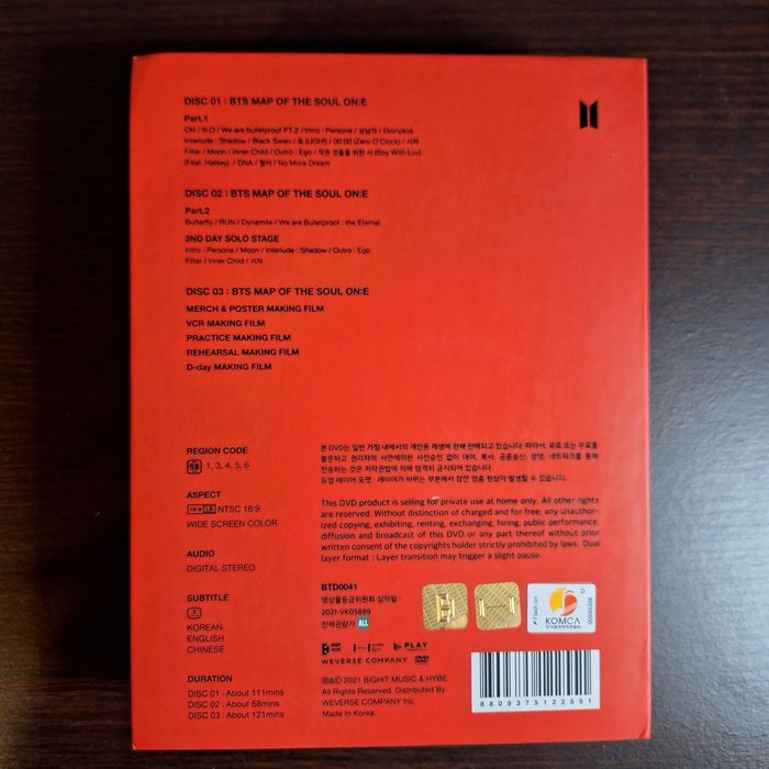 BTS Dvd Map of the Soul c/photocard