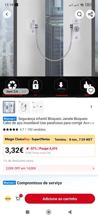 Bloqueios de janela em aço inoxidável, aptos para crianças. Novos,.